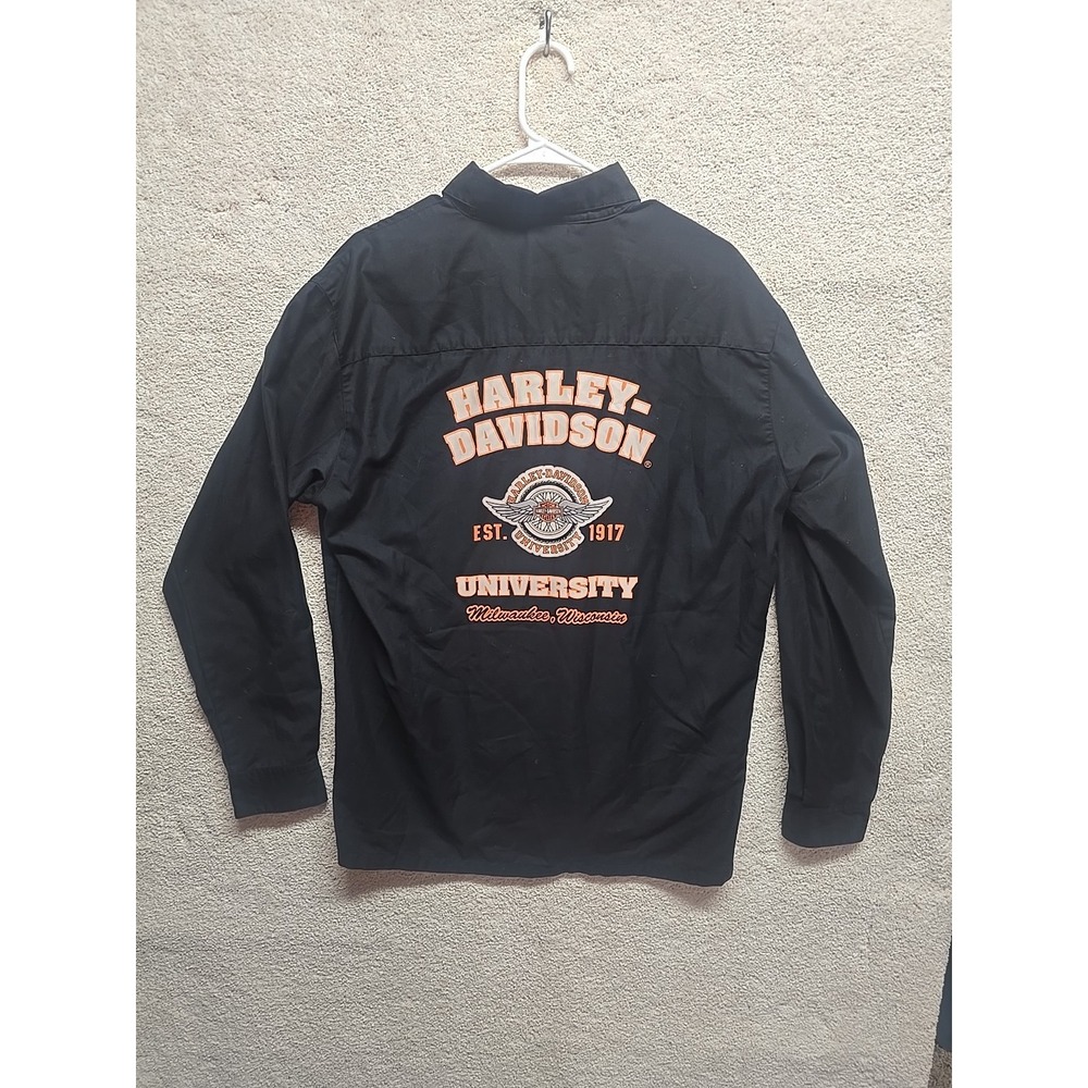 Harley Davidson University Faculty Button Up Work Shirt Size Large Long‎ Sleeve
